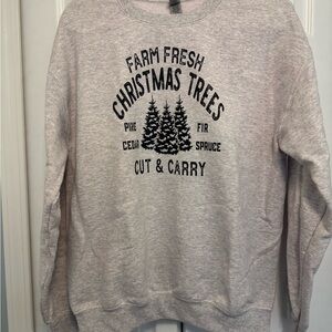 Gildan Light Gray Christmas Trees Crewneck Sweater